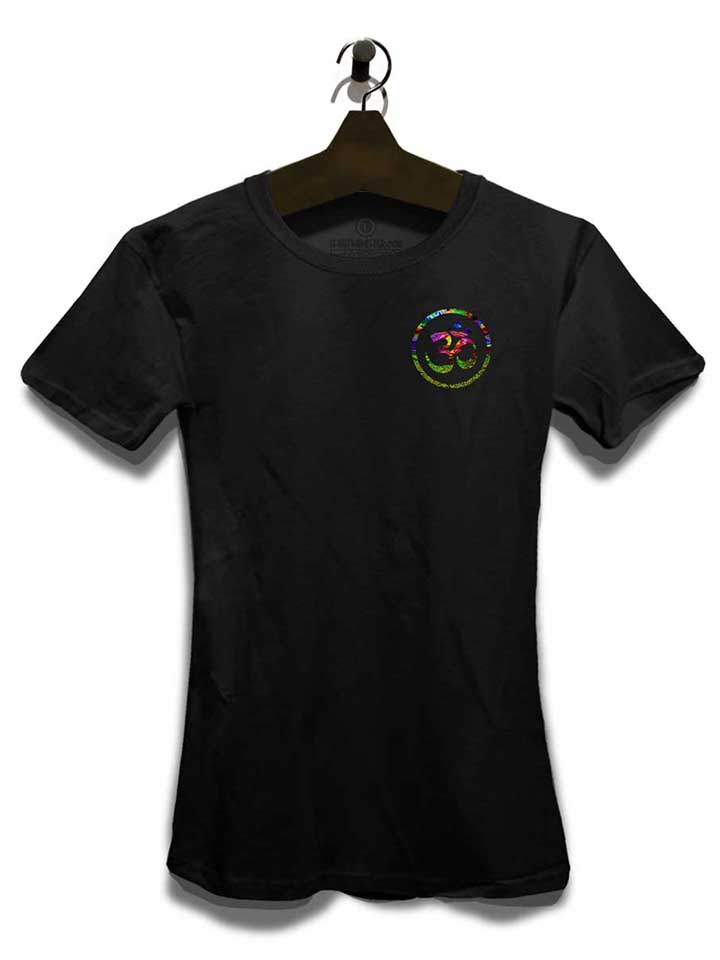 om-symbol-batik-chest-print-damen-t-shirt schwarz 3