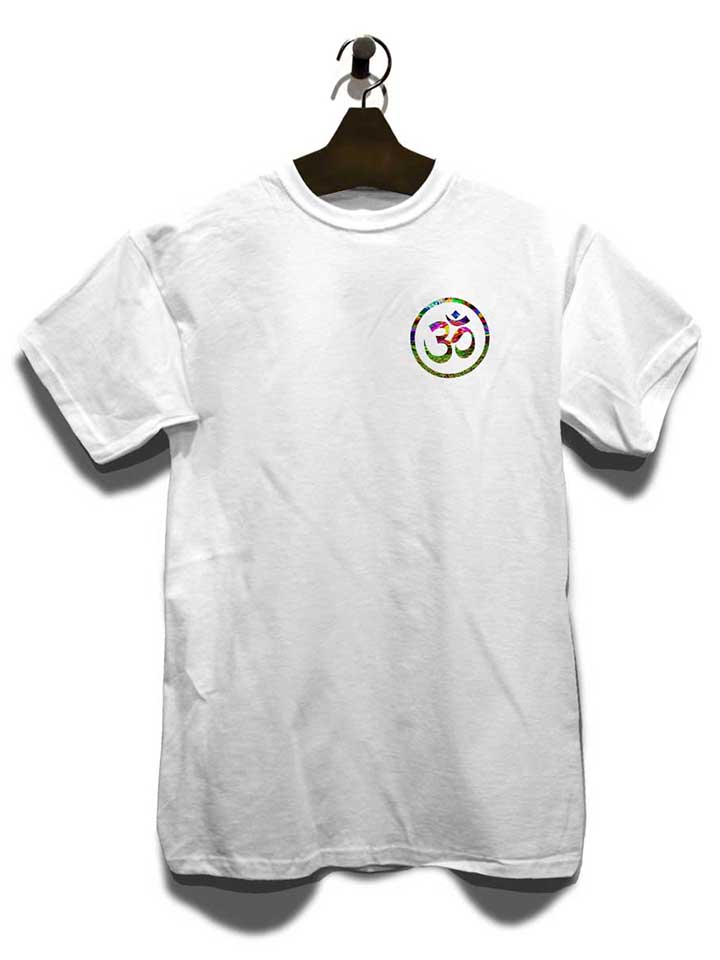 om-symbol-batik-chest-print-t-shirt weiss 3