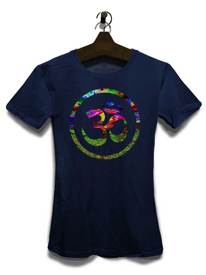 om-symbol-batik-damen-t-shirt dunkelblau 3