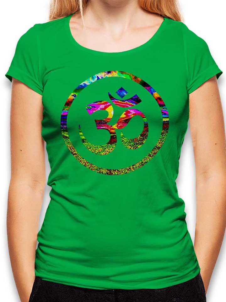 Om Symbol Batik Damen T-Shirt gruen L