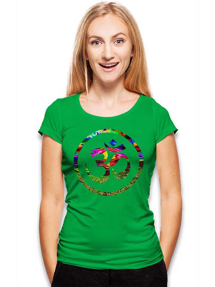 om-symbol-batik-damen-t-shirt gruen 2