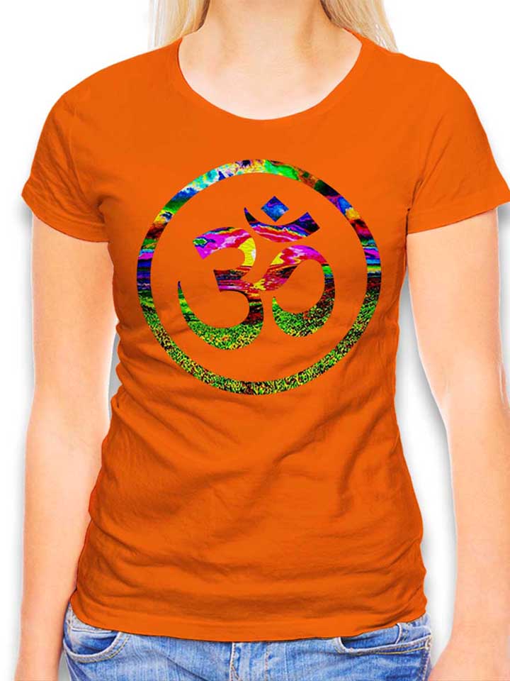Om Symbol Batik Damen T-Shirt orange L