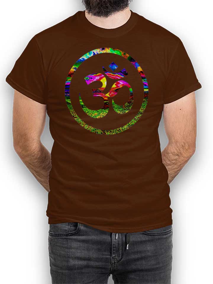 Om Symbol Batik T-Shirt brown L