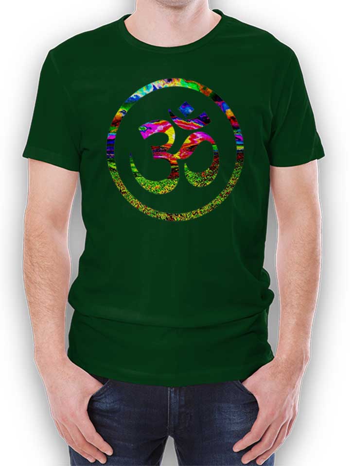 Om Symbol Batik T-Shirt verde-scuro L