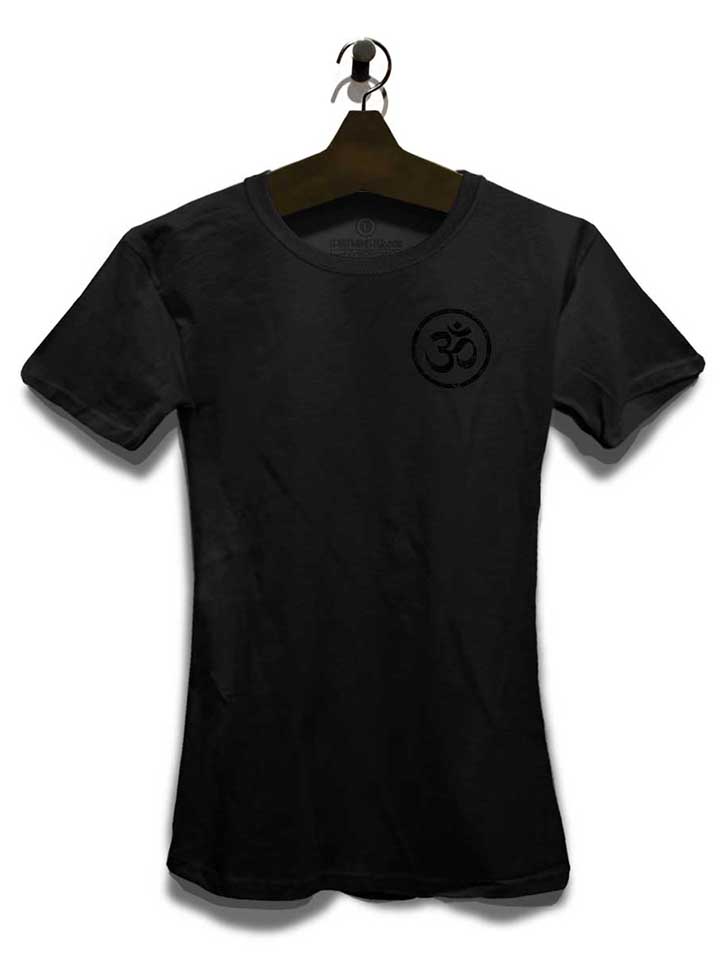 om-symbol-vintage-chest-print-damen-t-shirt schwarz 3