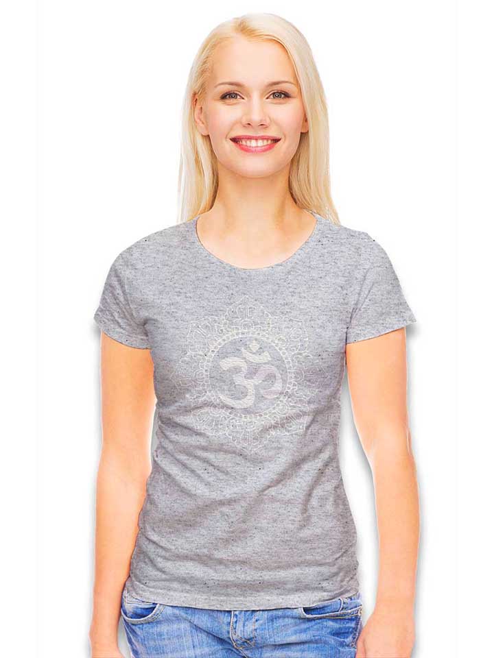 om-symbol-white-damen-t-shirt grau-meliert 2