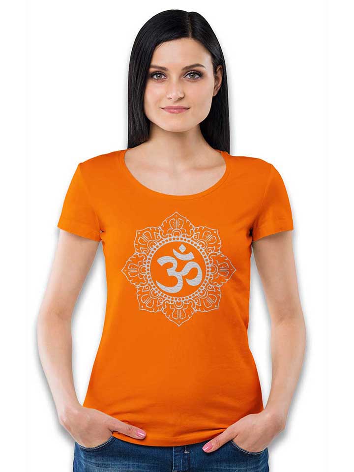 om-symbol-white-damen-t-shirt orange 2