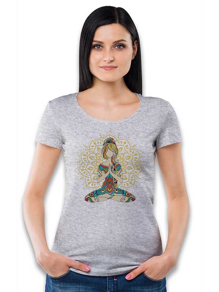 om-yoga-damen-t-shirt grau-meliert 2