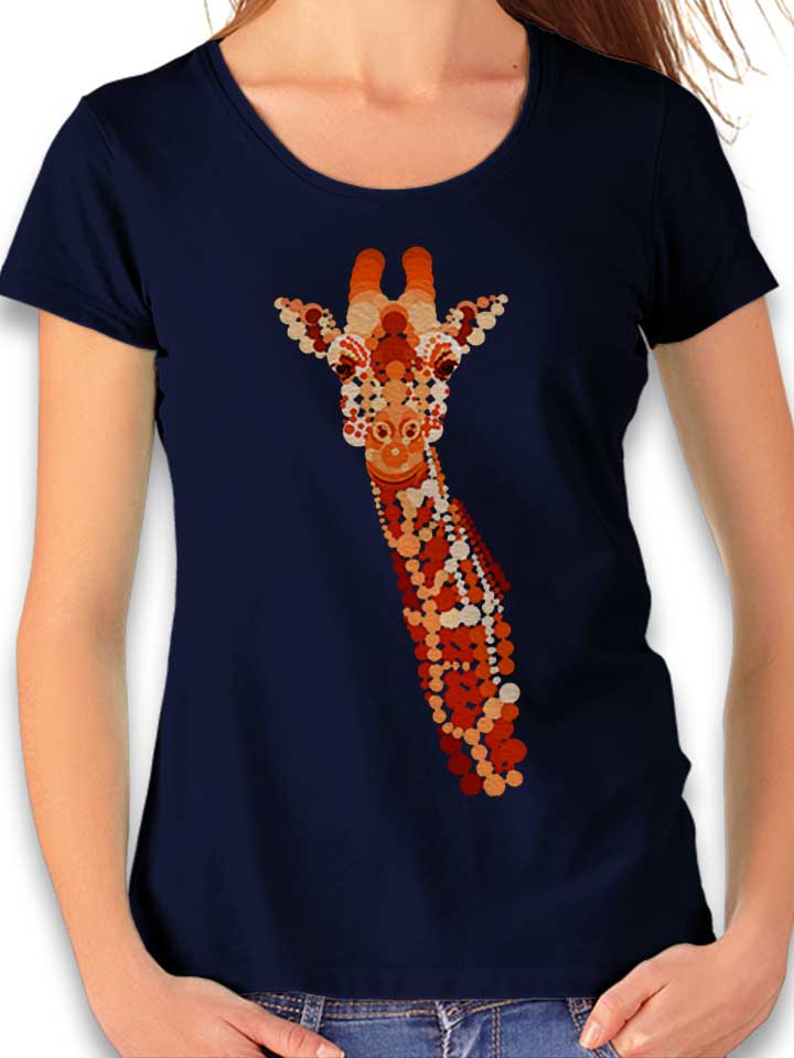 Orange Giraffe Damen T-Shirt dunkelblau L