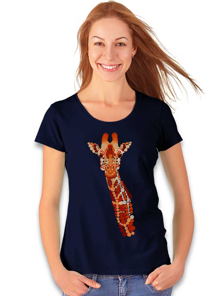 orange-giraffe-damen-t-shirt dunkelblau 2