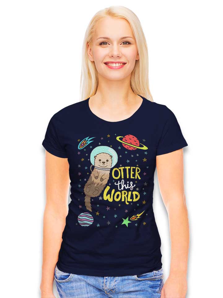otter-astronaut-damen-t-shirt dunkelblau 2