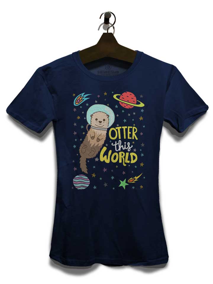 otter-astronaut-damen-t-shirt dunkelblau 3