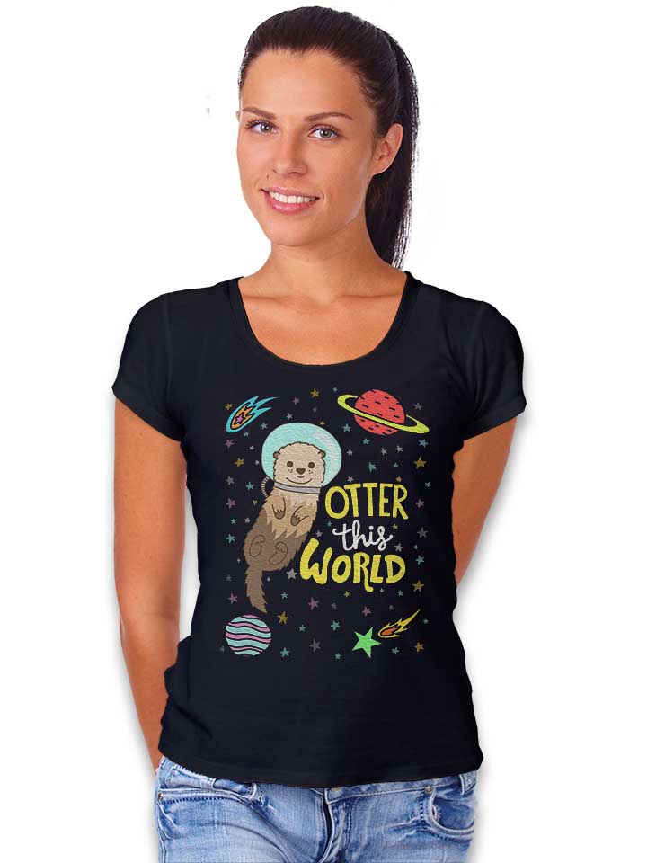 otter-astronaut-damen-t-shirt schwarz 2