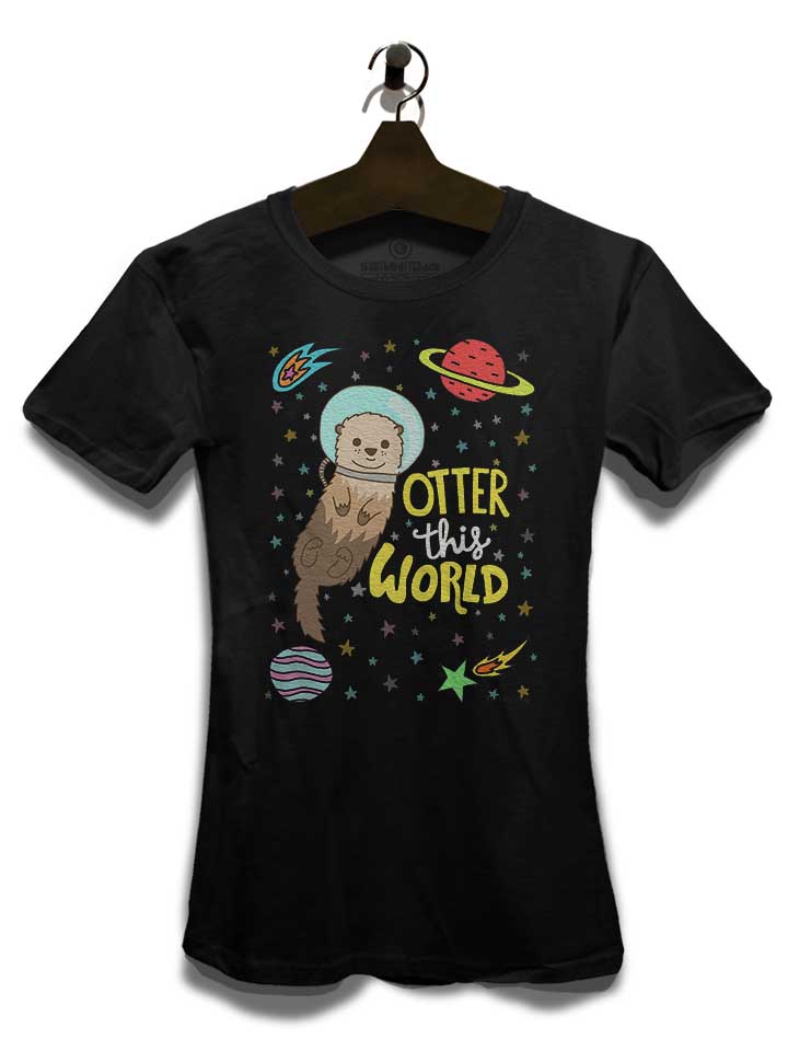 otter-astronaut-damen-t-shirt schwarz 3