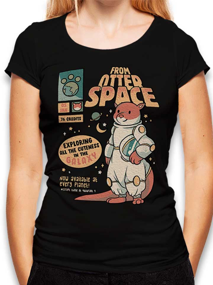 otter-outta-space-astronaut-damen-t-shirt schwarz 1