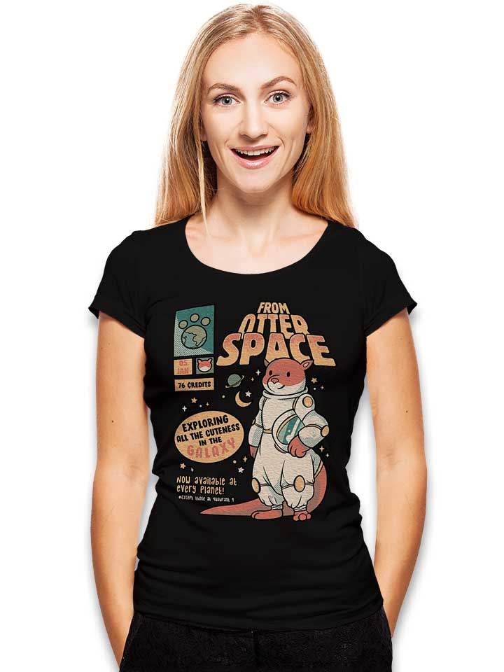 otter-outta-space-astronaut-damen-t-shirt schwarz 2