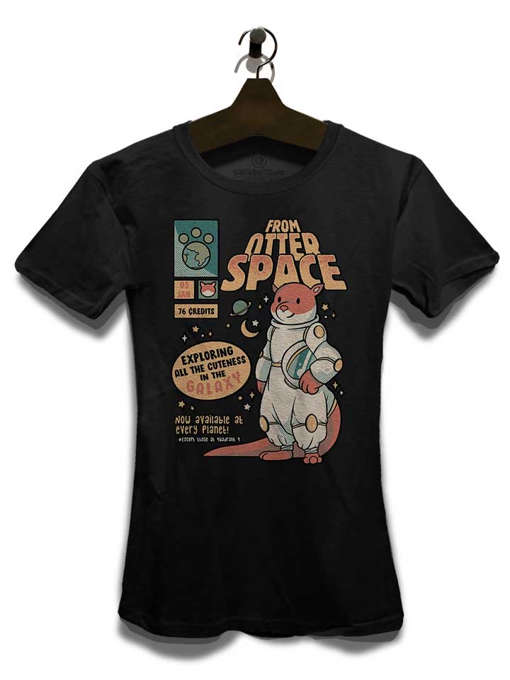 otter-outta-space-astronaut-damen-t-shirt schwarz 3