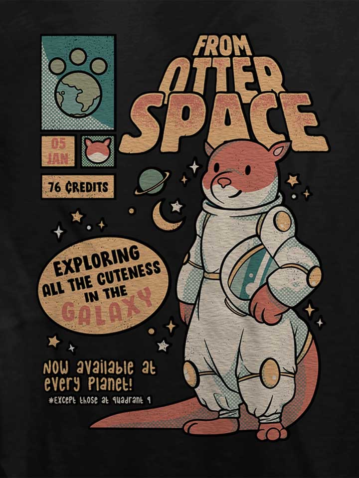 otter-outta-space-astronaut-damen-t-shirt schwarz 4