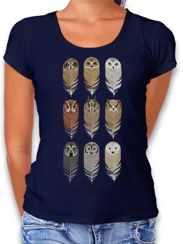 owl-feathers-damen-t-shirt dunkelblau 1
