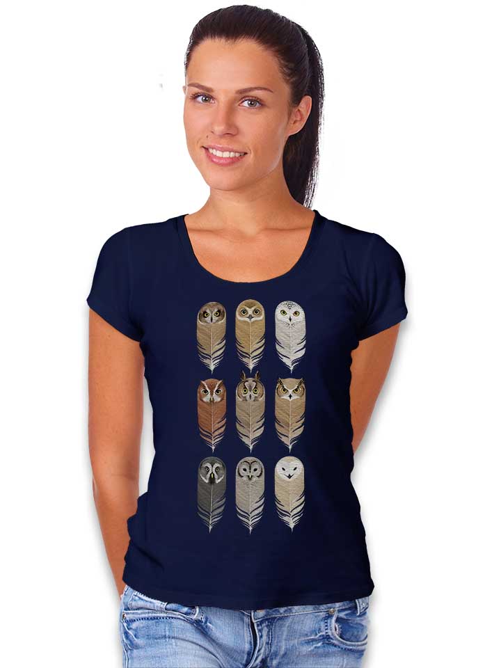 owl-feathers-damen-t-shirt dunkelblau 2