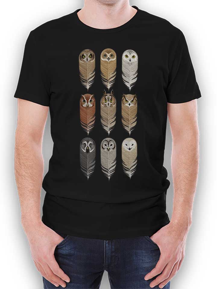 Owl Feathers T-Shirt schwarz L