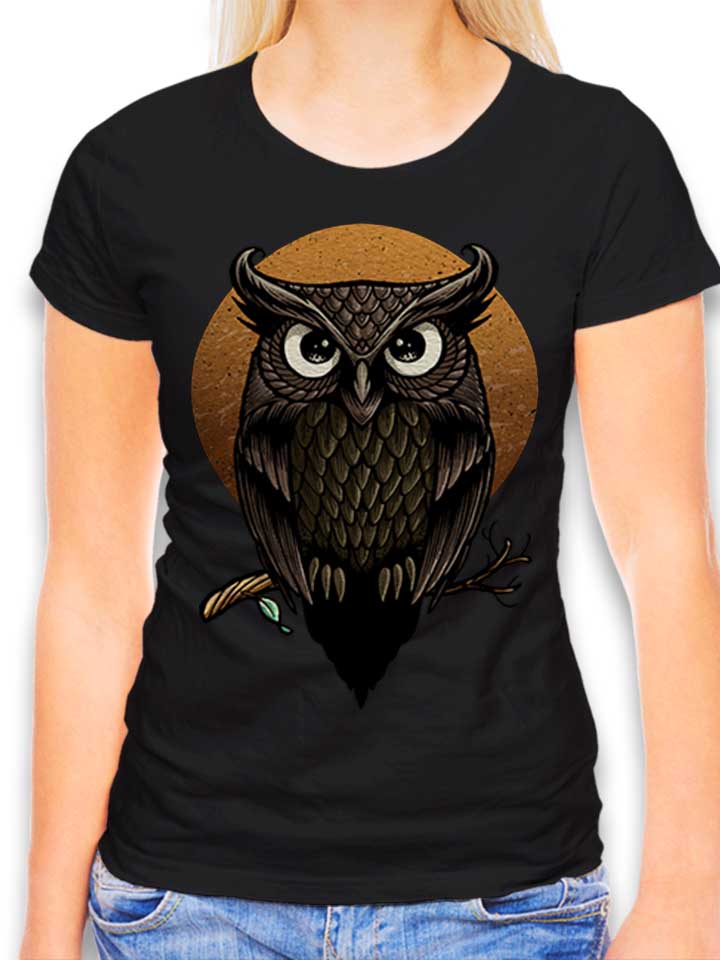 Owl Fullmoon Damen T-Shirt schwarz L
