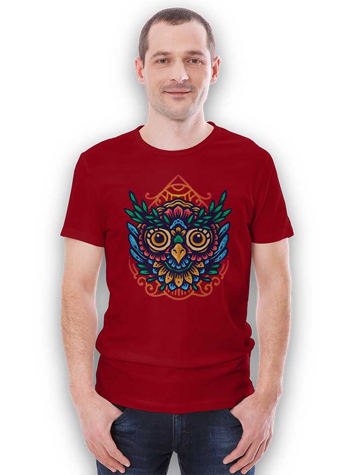 owl-mandala-t-shirt bordeaux 2