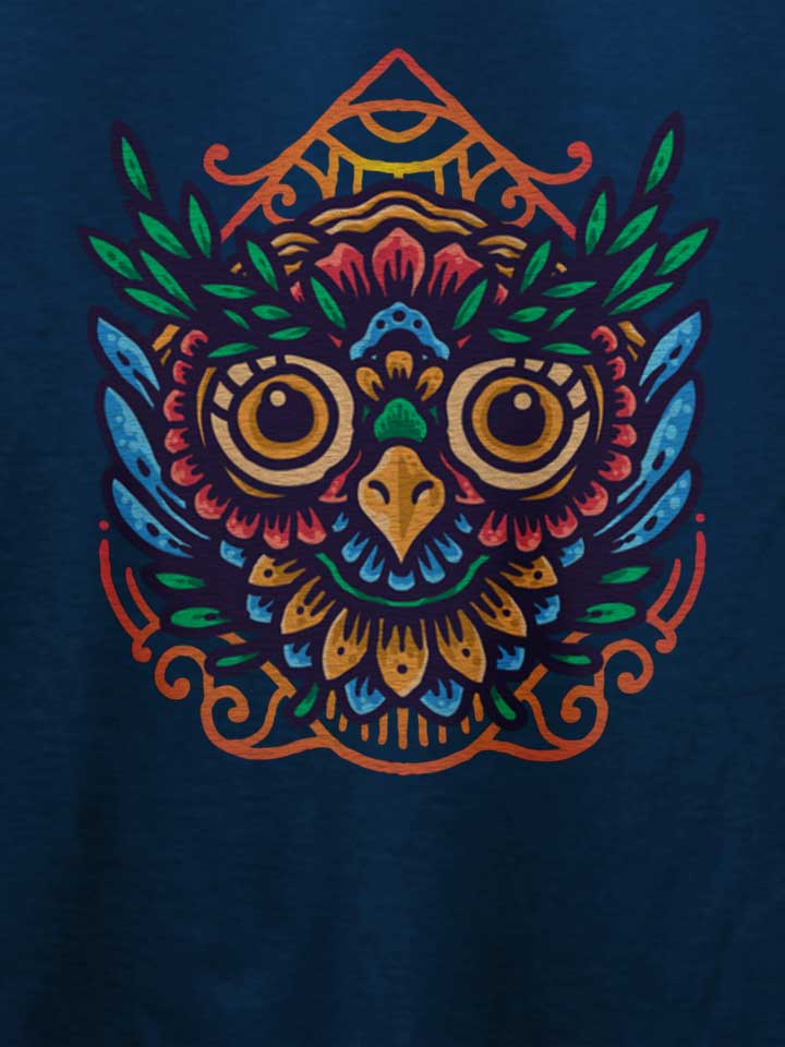 owl-mandala-t-shirt dunkelblau 4