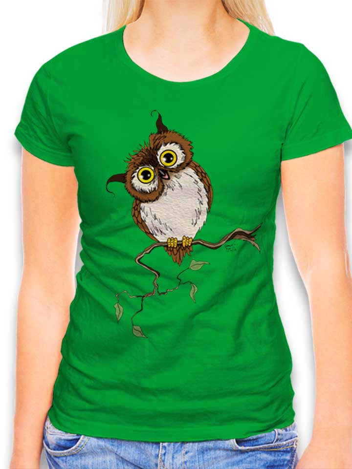 Owl On Tree Womens T-Shirt green L