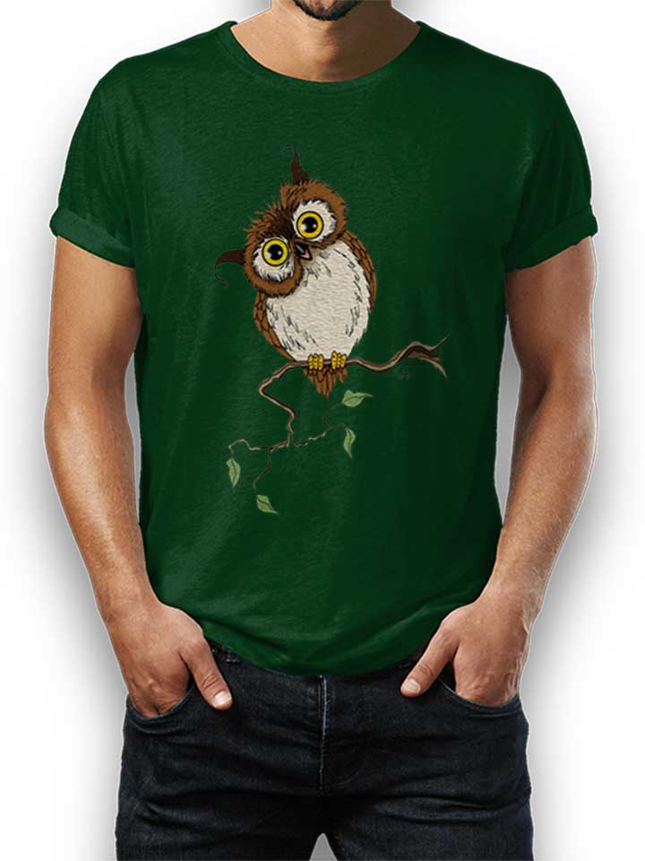 Owl On Tree Camiseta verde-oscuro L