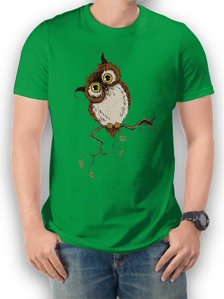 Owl On Tree T-Shirt green L