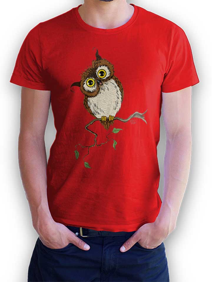 Owl On Tree T-Shirt rosso L