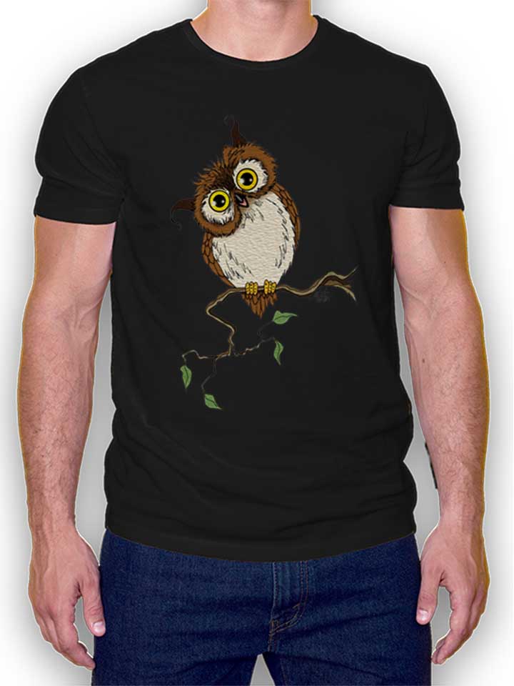Owl On Tree T-Shirt schwarz L