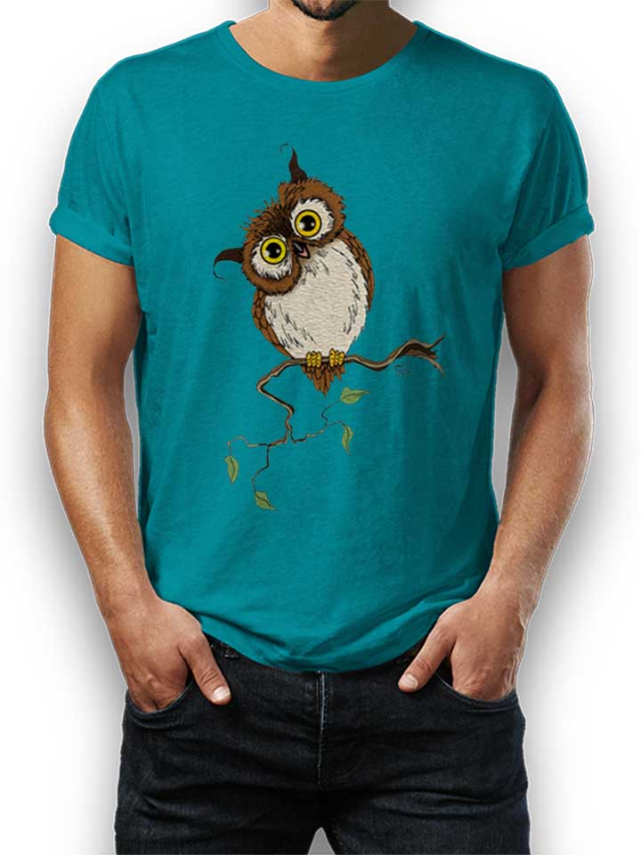 Owl On Tree Camiseta turquesa L