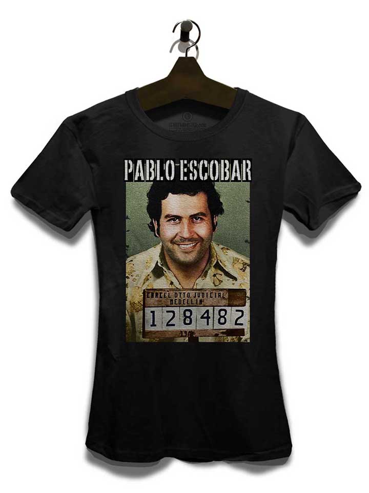pablo-escobar-mugshot-damen-t-shirt schwarz 3