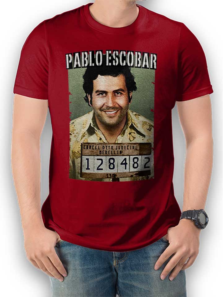 Pablo Escobar Mugshot Camiseta burdeos L
