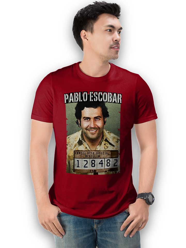 pablo-escobar-mugshot-t-shirt bordeaux 2