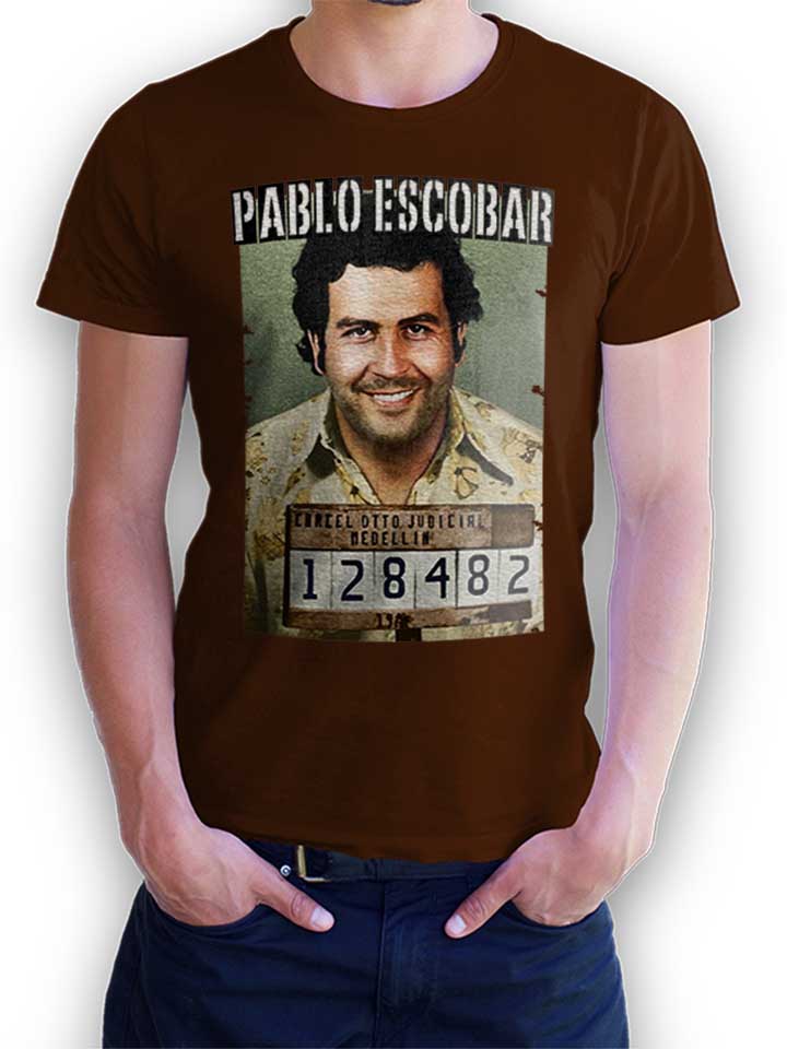 Pablo Escobar Mugshot T-Shirt brown L
