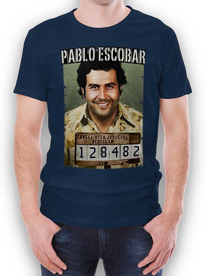 Pablo Escobar Mugshot T-Shirt dunkelblau L