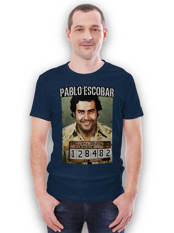 pablo-escobar-mugshot-t-shirt dunkelblau 2