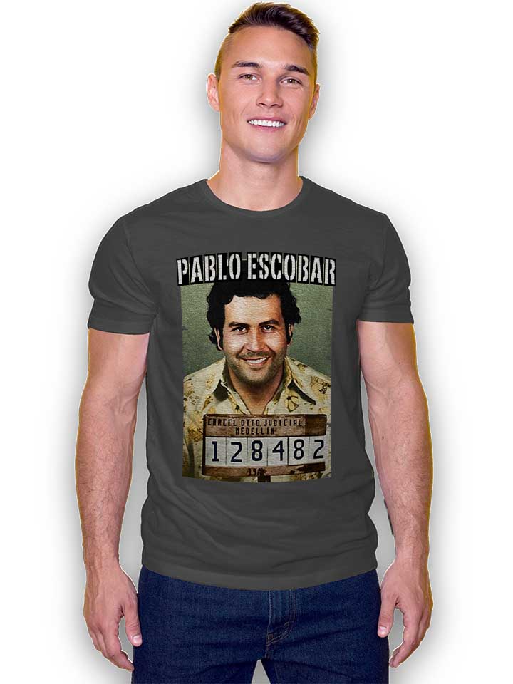 pablo-escobar-mugshot-t-shirt dunkelgrau 2