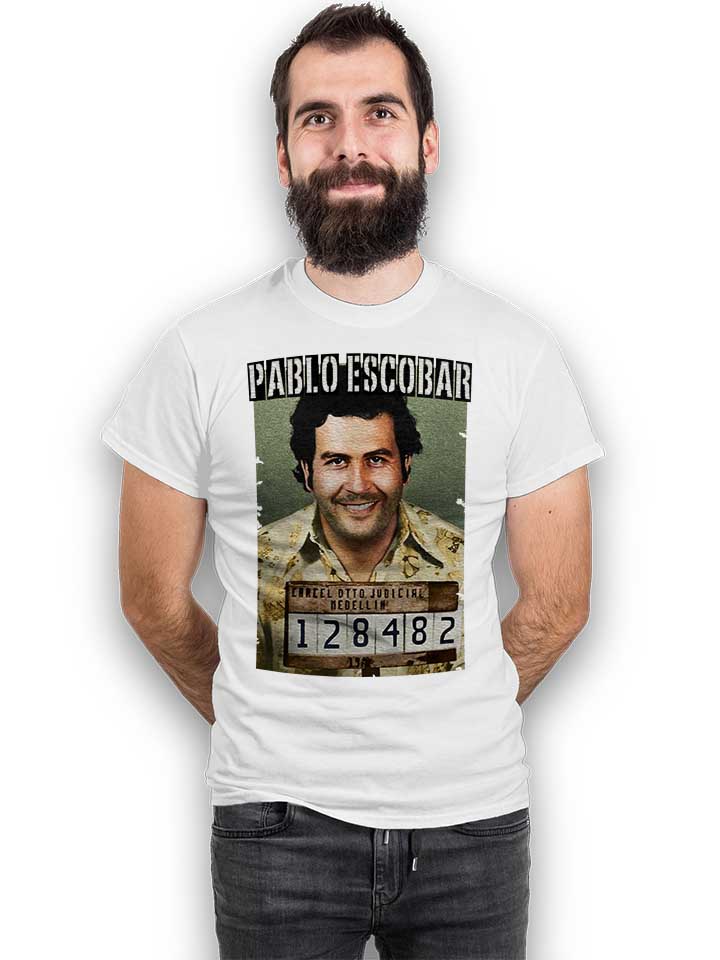 pablo-escobar-mugshot-t-shirt weiss 2