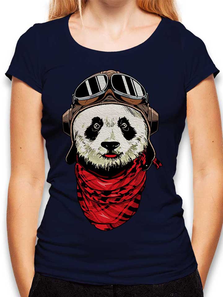 Panda Pilot T-Shirt Donna blu-oltemare L