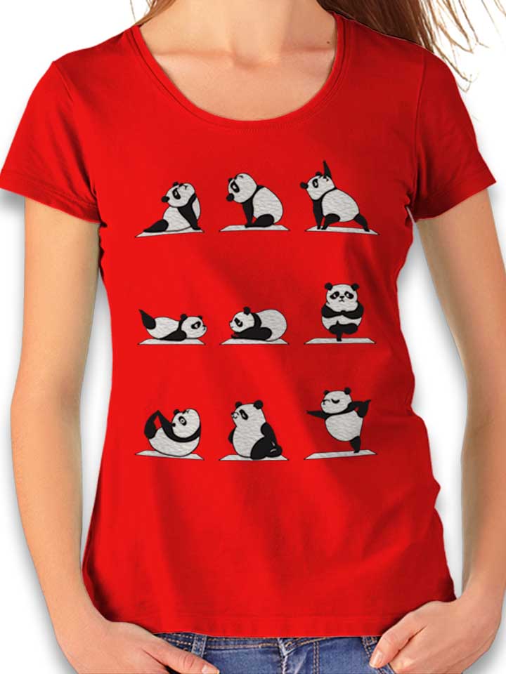 Panda Yoga Damen T-Shirt rot L