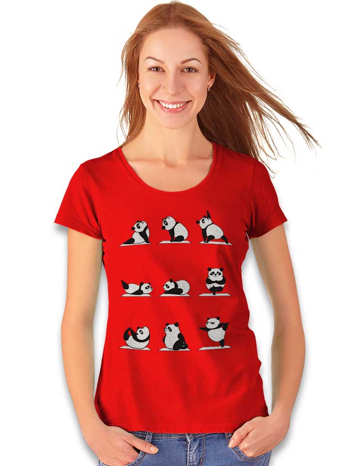 panda-yoga-damen-t-shirt rot 2