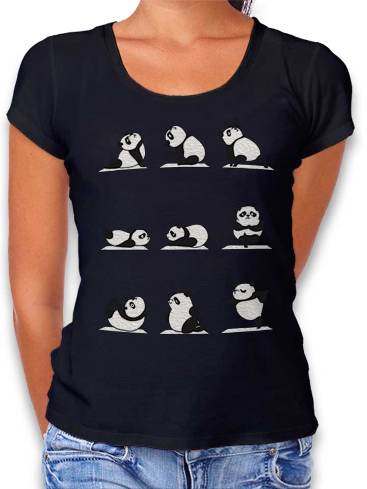 Panda Yoga Damen T-Shirt schwarz L
