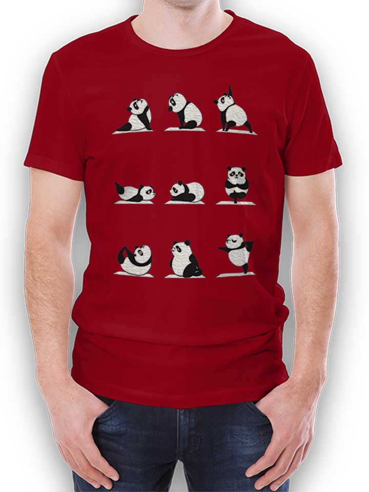 Panda Yoga T-Shirt maroon L