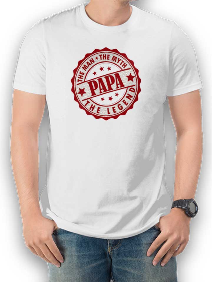Papa Man Myth Leged T-Shirt white L
