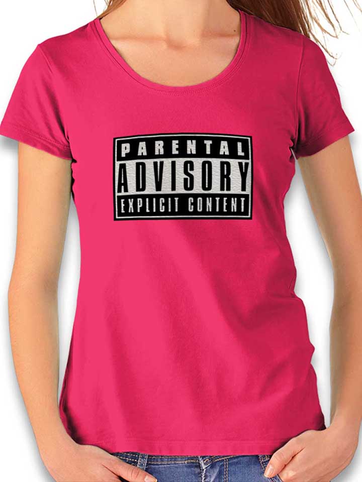 parental-advisory-explicit-content-logo-damen-t-shirt fuchsia 1