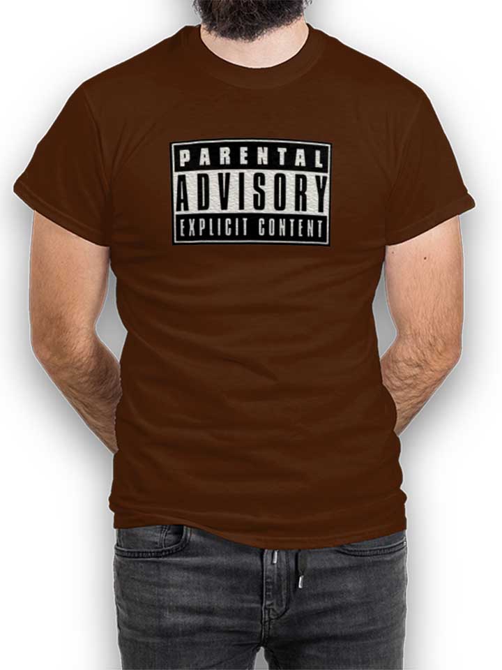 parental-advisory-explicit-content-logo-t-shirt braun 1